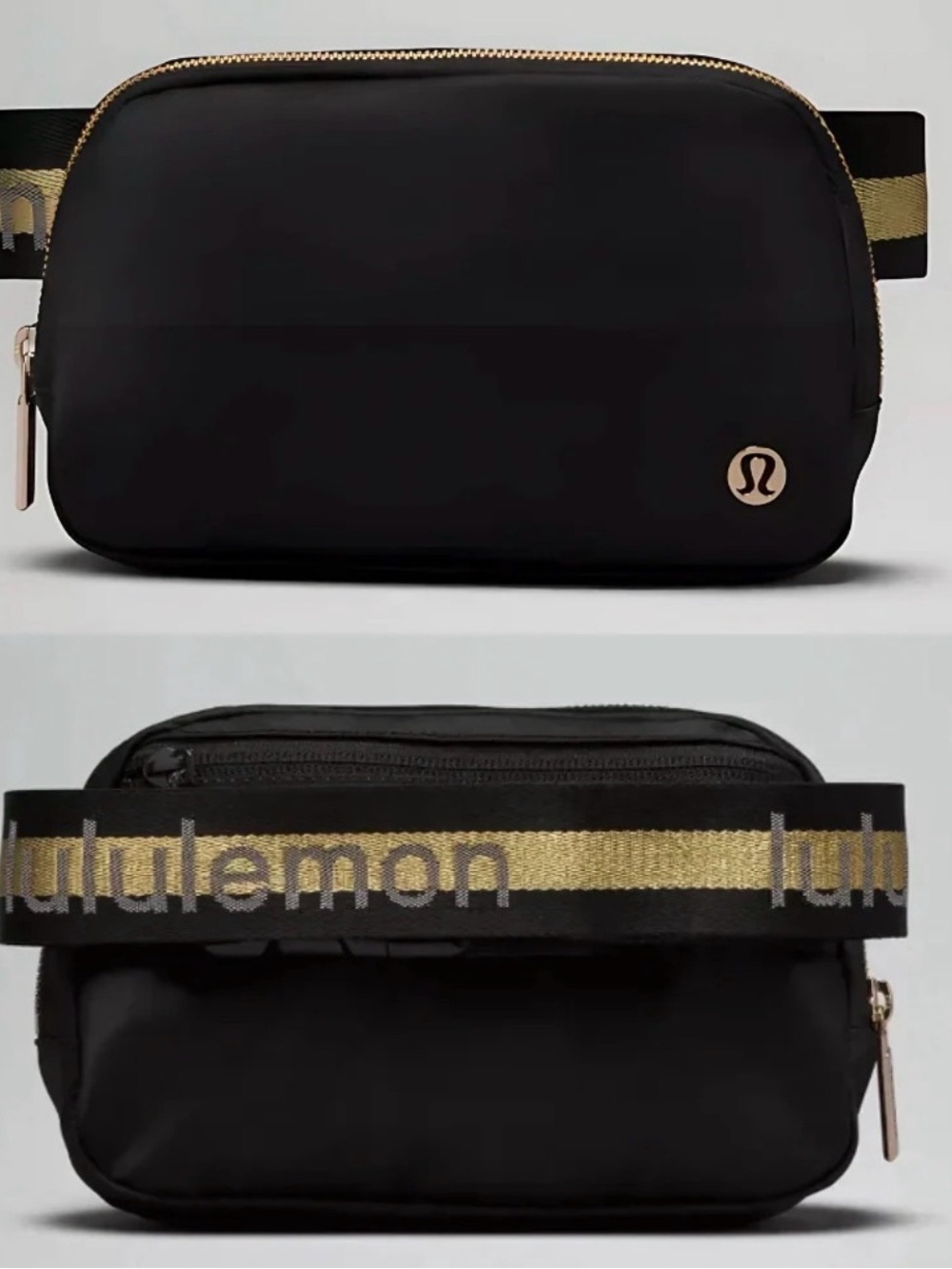 lululemon athletica Black with Gold-Trim Belt Bag